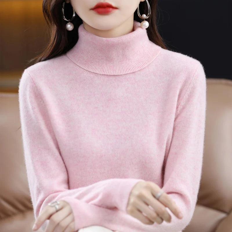 Suéter de Lana Merino 100% – Cuello Alto Elegante