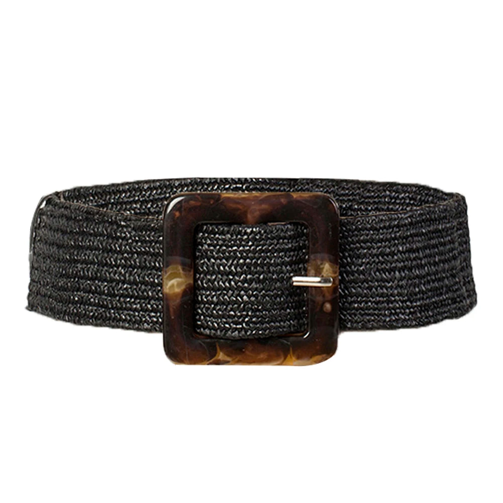 CintO Elástico Ancho con Hebilla de Madera