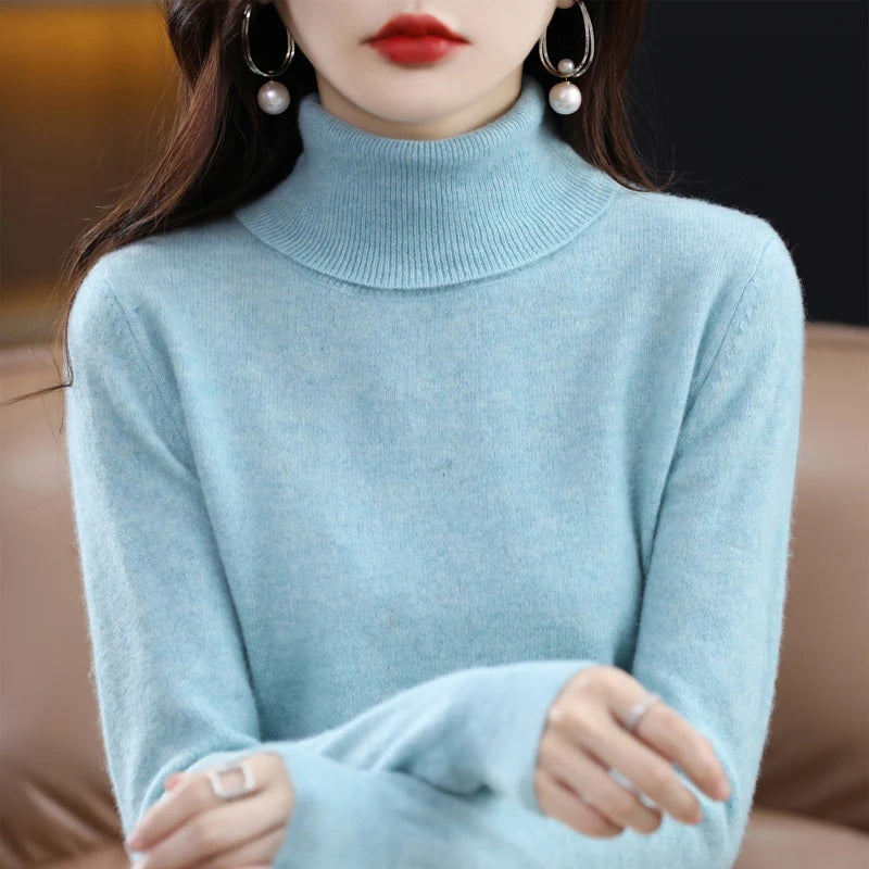 Suéter de Lana Merino 100% – Cuello Alto Elegante
