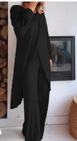 Conjunto Elegante de Dos Piezas – Camiseta Larga + Pantalón Palazzo