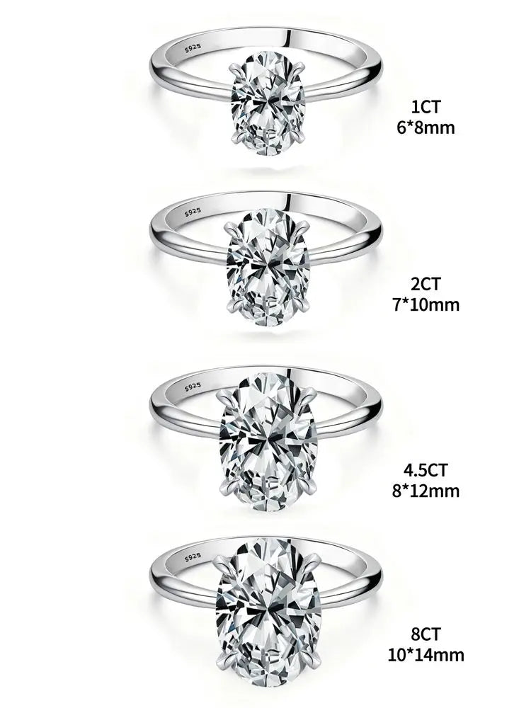 Anillo Solitario de Plata 925 con Circonita Ovalada