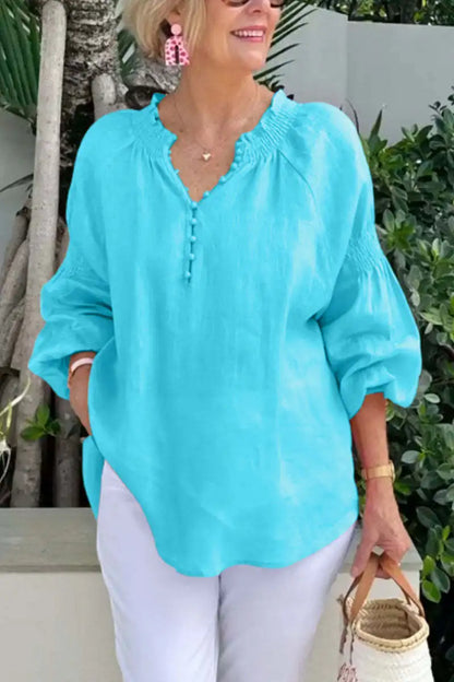 Blusa de Manga Larga con Cuello en V