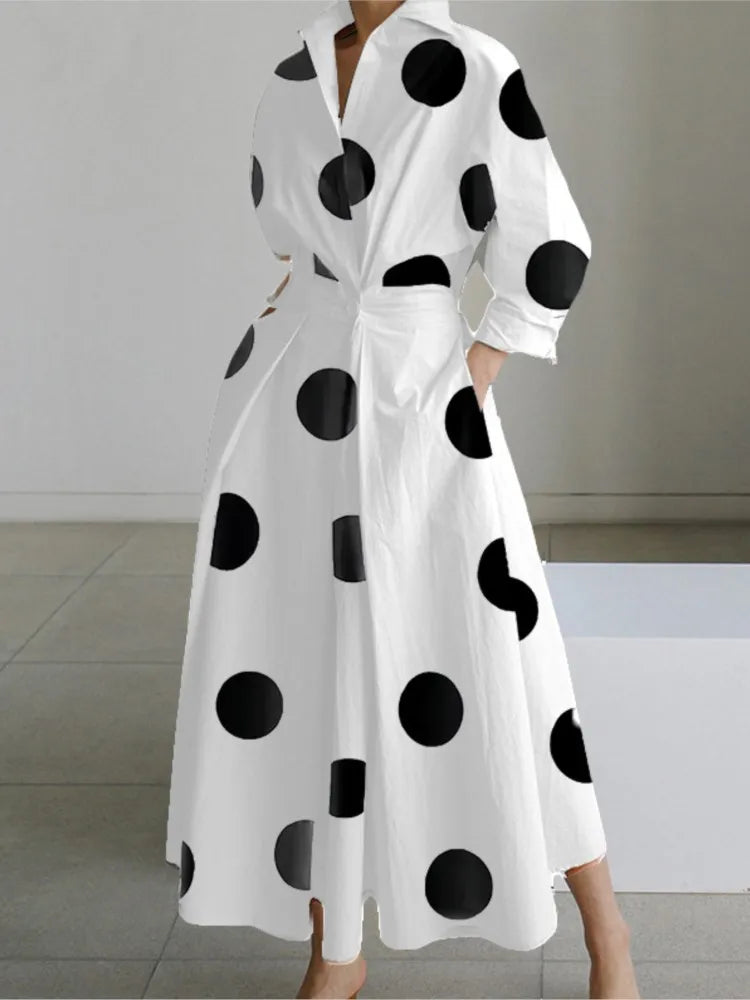 Elegant Polka Dot Maxi Dress Estilo Victoria Elegant Polka Dot Maxi Dress Estilo Victoria