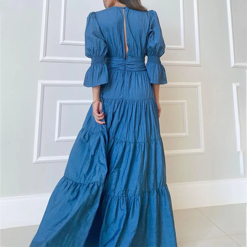 Elegant Long Dress with Draping