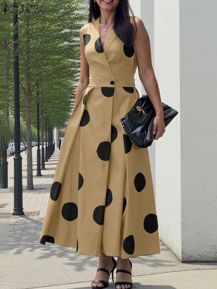 Vestido de Lunares con Cuello Solapa