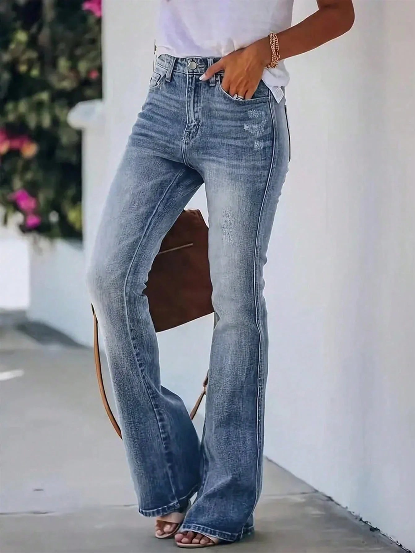 Jeans Acampanados de Tiro Alto