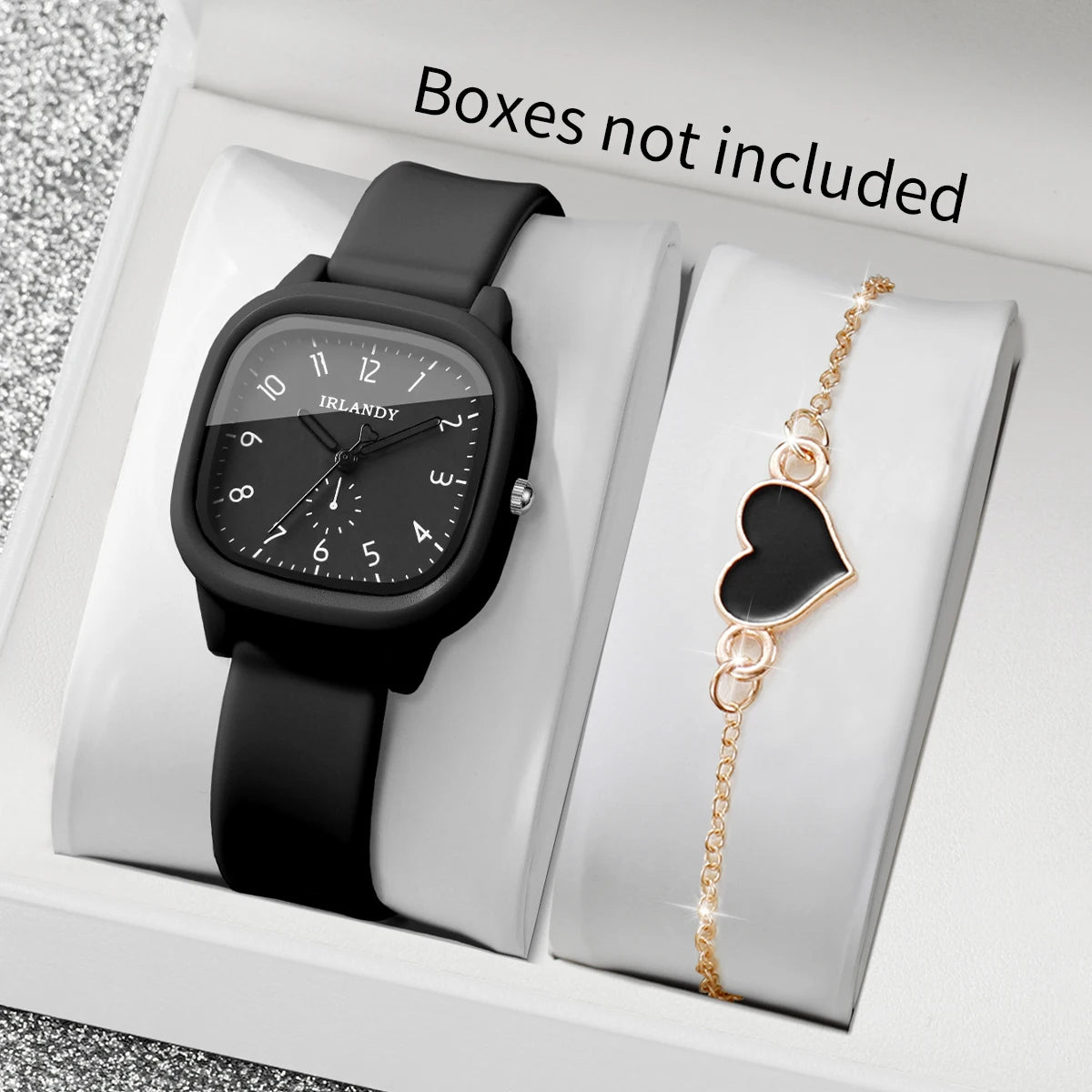 Conjunto de Reloj de Cuarzo y Pulsera con Corazón para Mujer