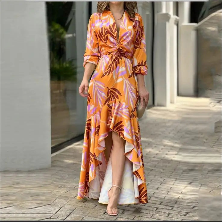 Vestido Elegante con Lazo y Abertura 