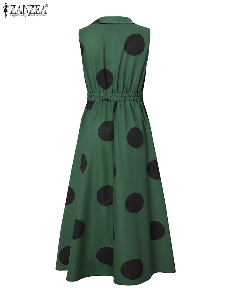 Vestido de Lunares con Cuello Solapa