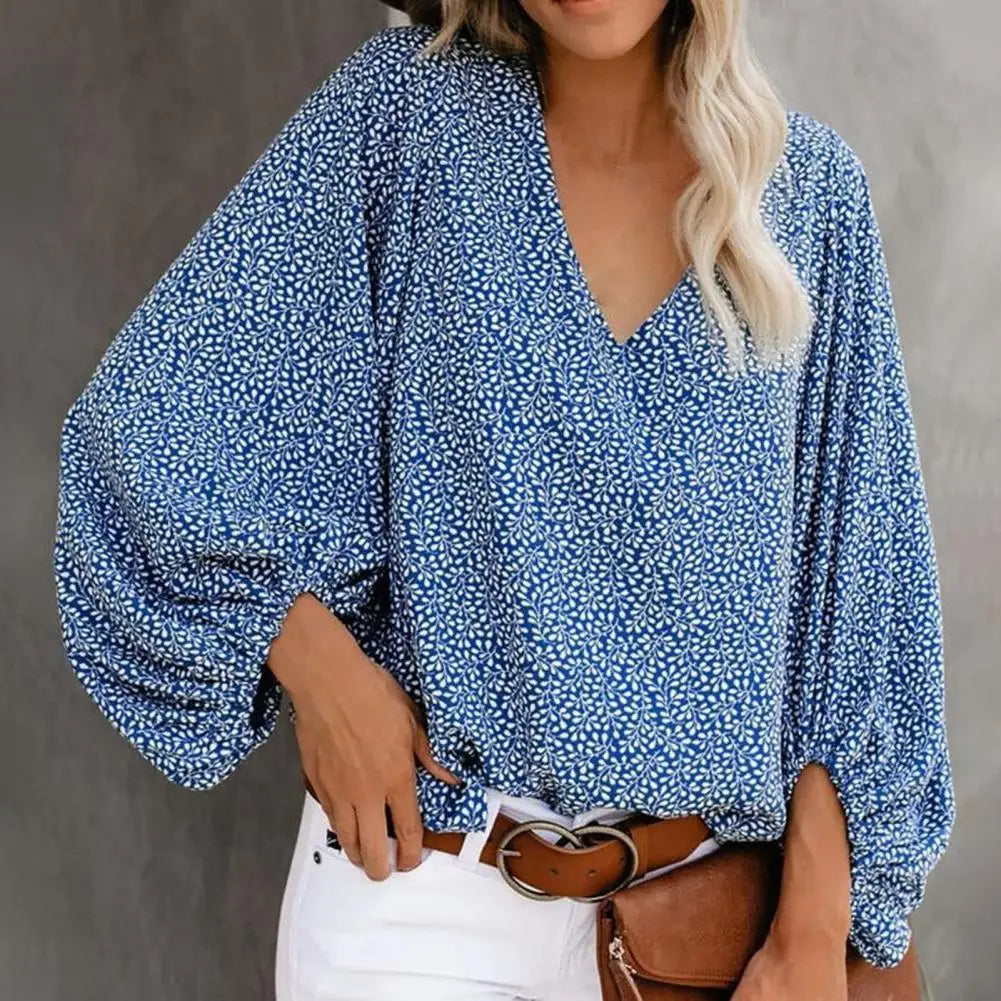 Printed V-Neck Blouse