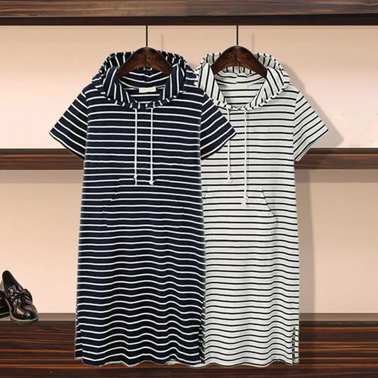 Striped Hooded Sports Dress