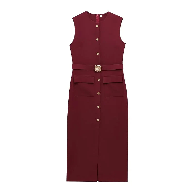 Vestido Vintage con Cinturón XS-L
