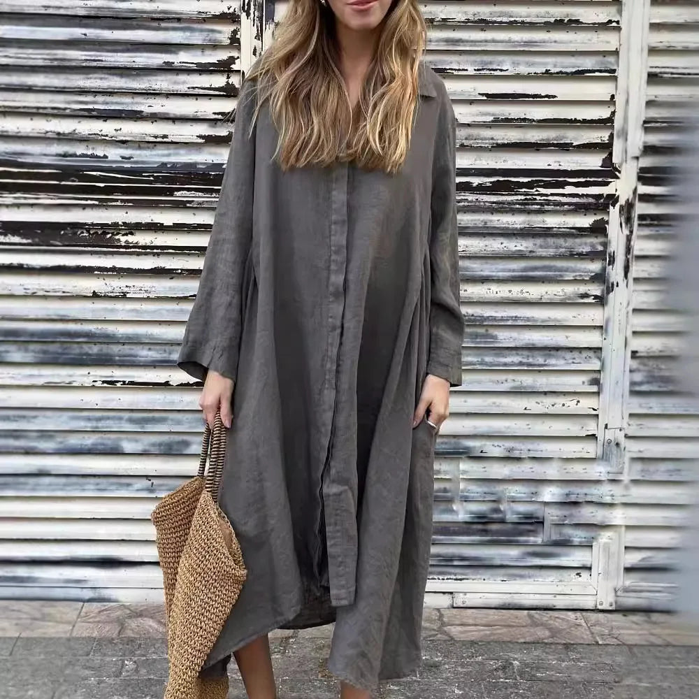 Vestido de Algodón y Lino S-XXXL