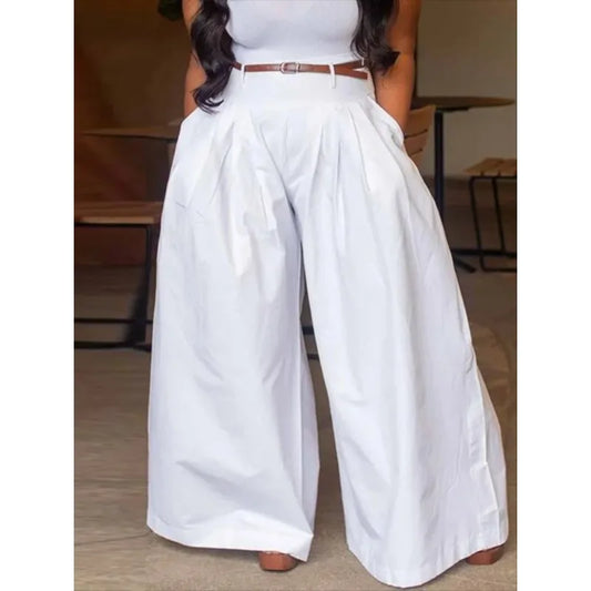 Pantalón Palazzo Blanco – Cintura Alta y Caída Fluida