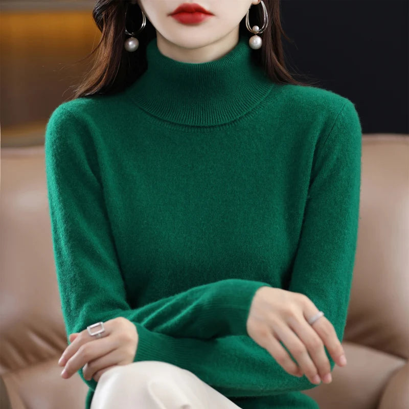 Suéter de Lana Merino 100% – Cuello Alto Elegante