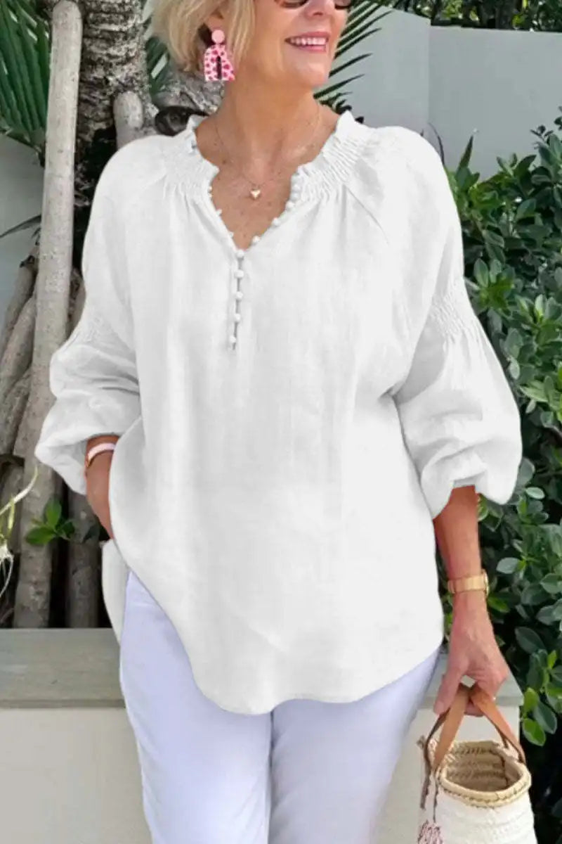 Blusa de Manga Larga con Cuello en V