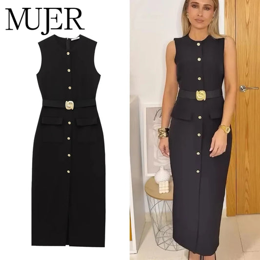 Vestido Vintage con Cinturón XS-L