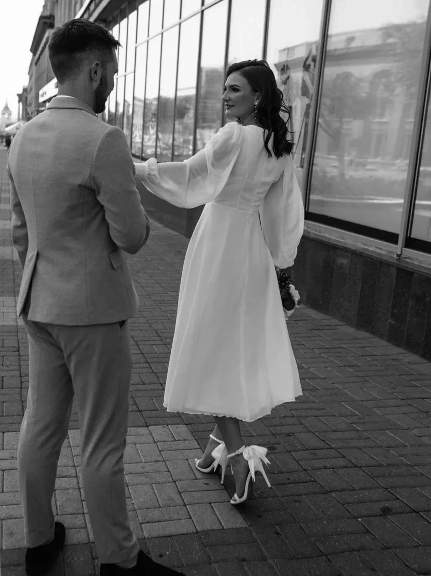 Vestido de Novia Chiffon manga Larga