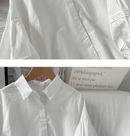 Blusa Blanca con Mangas Abullonada