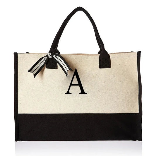 Beach Bag with Letters and Flowers