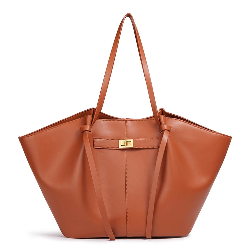 Bolso Tote Grande de Hombro con Cierre Metálico