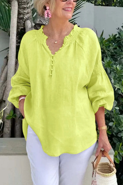 Blusa de Manga Larga con Cuello en V