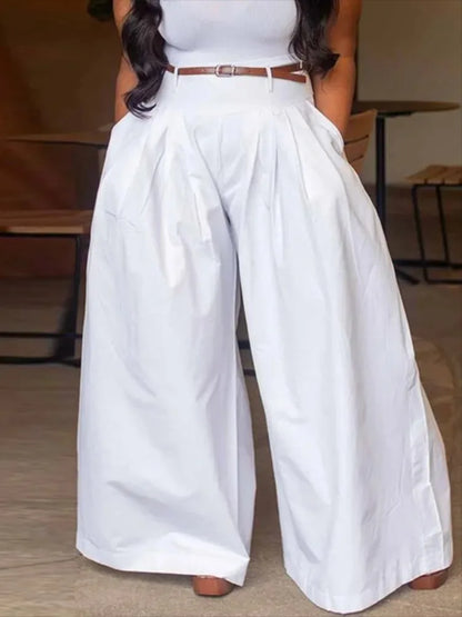 Pantalón Palazzo Blanco – Cintura Alta y Caída Fluida