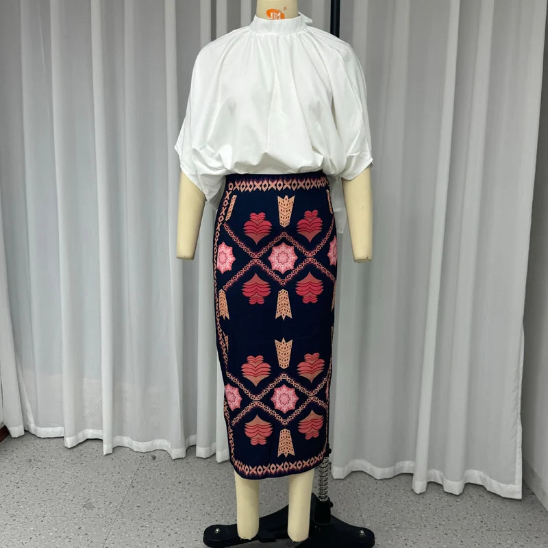 Conjunto de dos Piezas Falda Larga Estampada