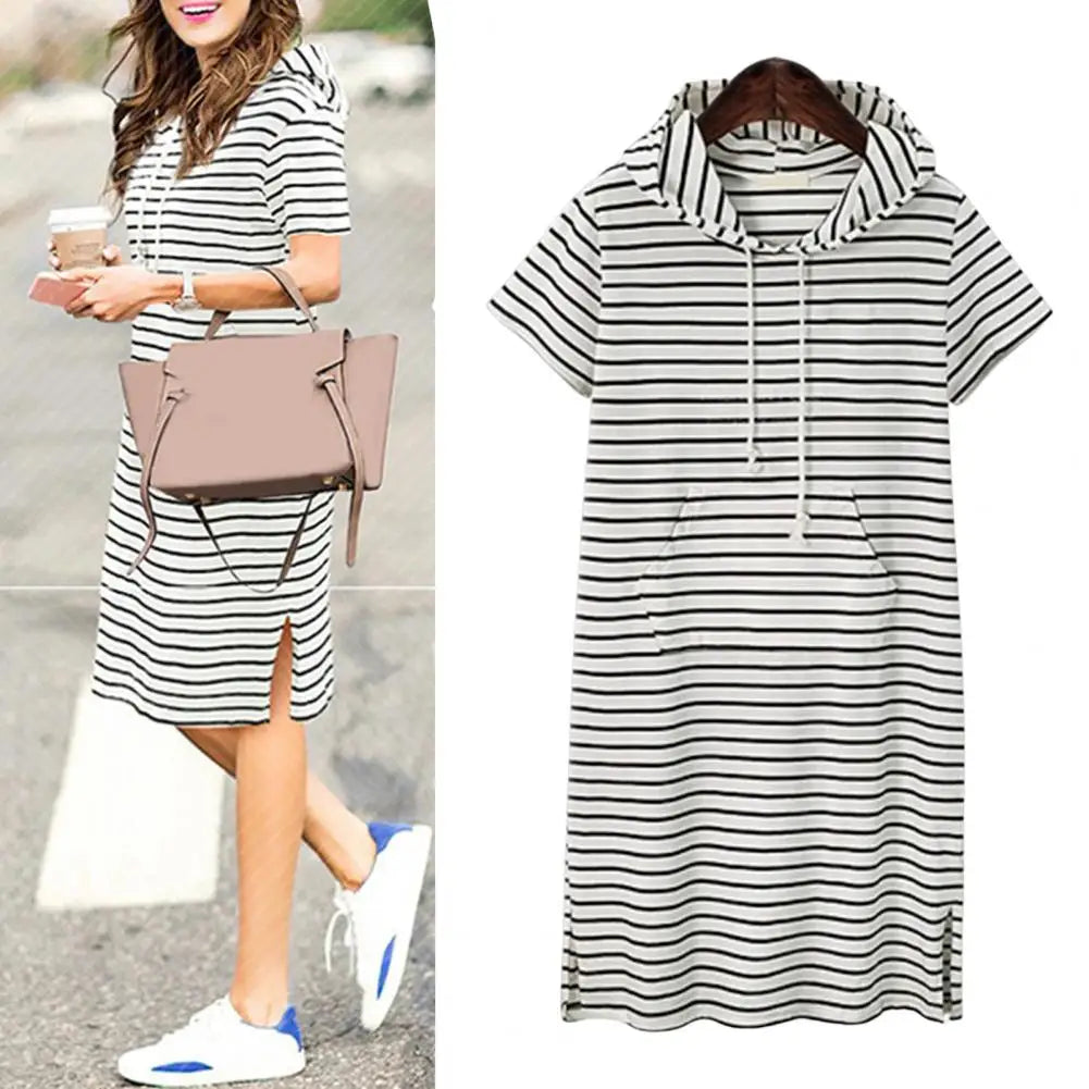 Striped Hooded Sports Dress