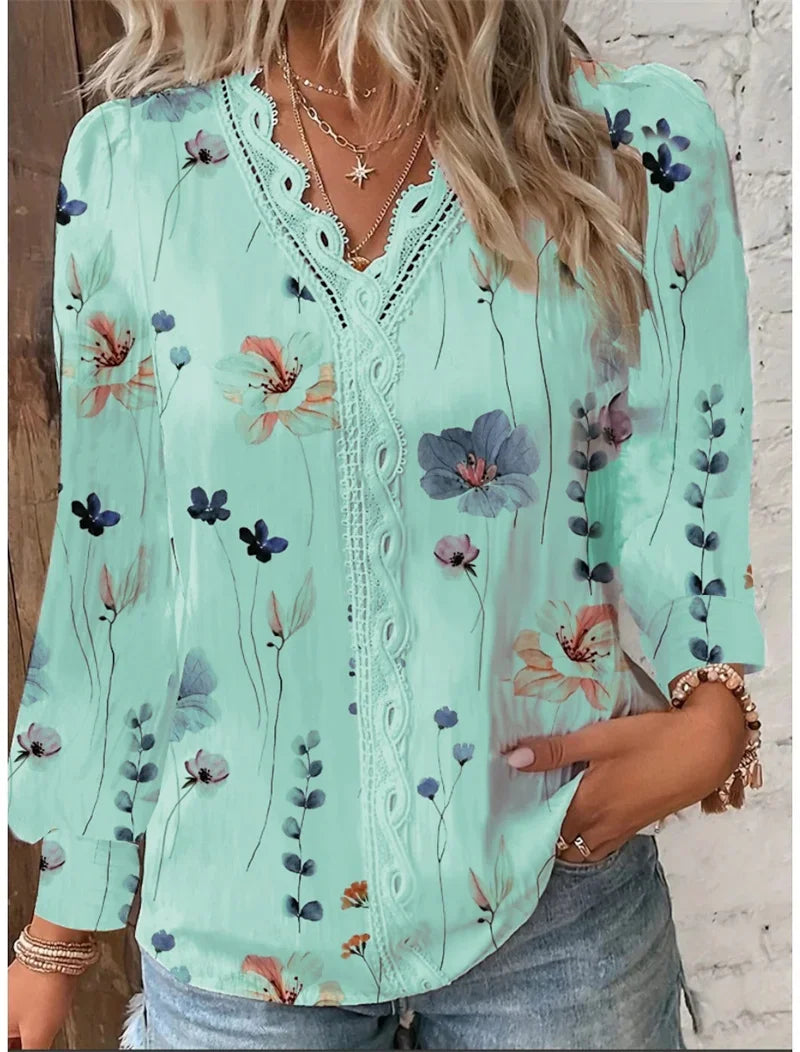 Blusa Casual de Flores Elegante