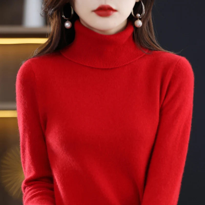 Suéter de Lana Merino 100% – Cuello Alto Elegante