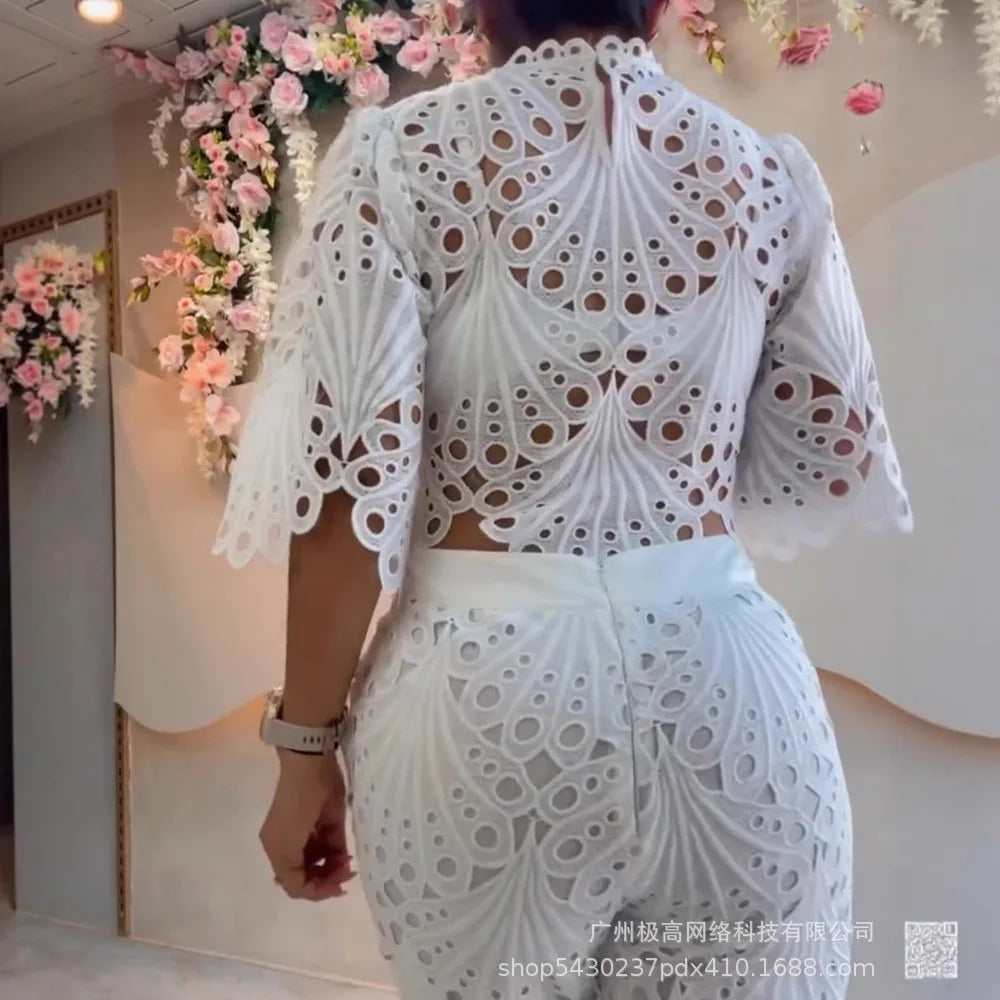 Conjunto Blanco de Encaje Puro