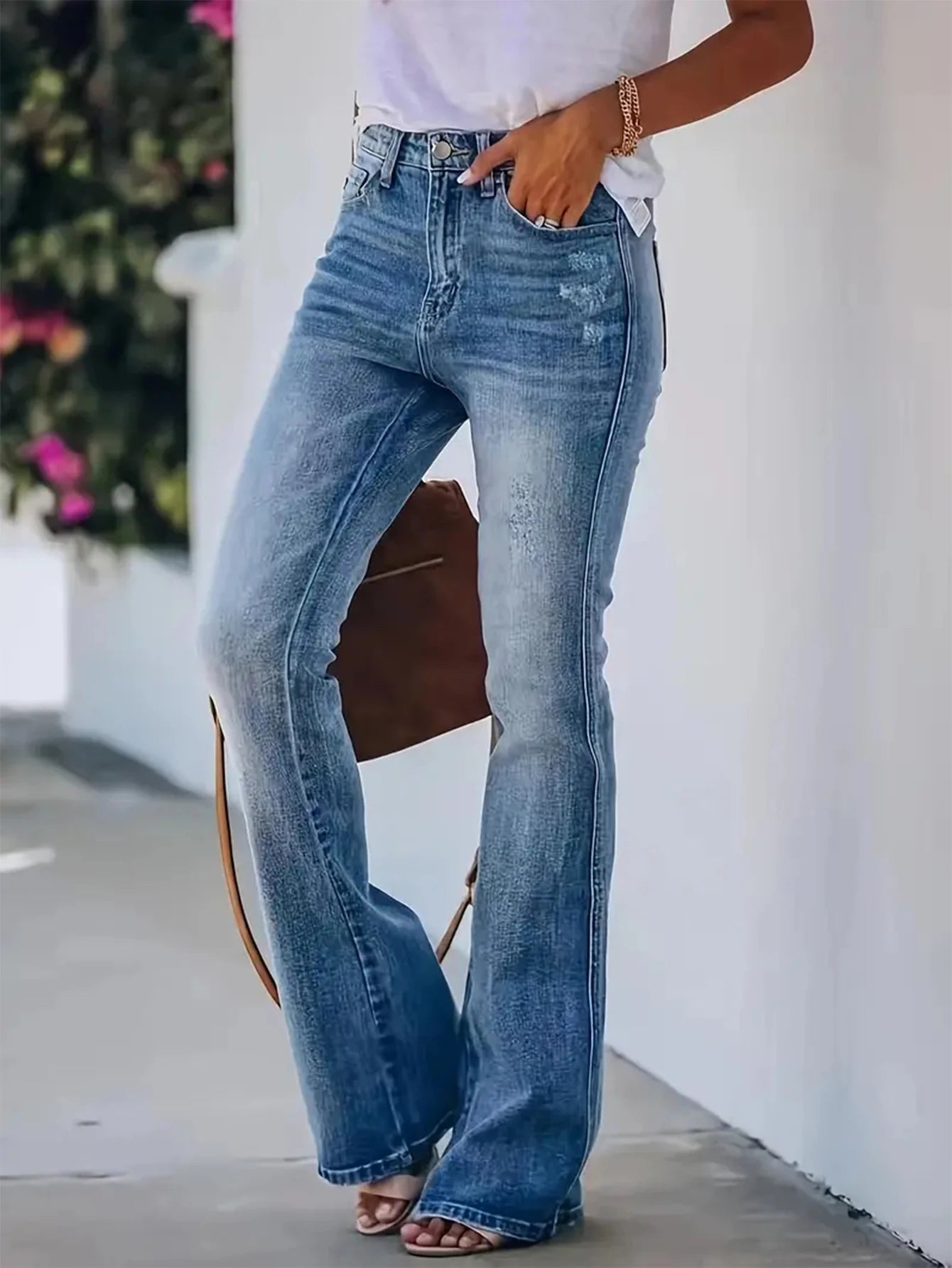 Jeans Acampanados de Tiro Alto
