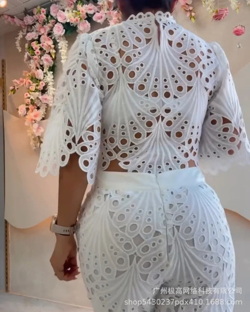 Conjunto Blanco de Encaje Puro