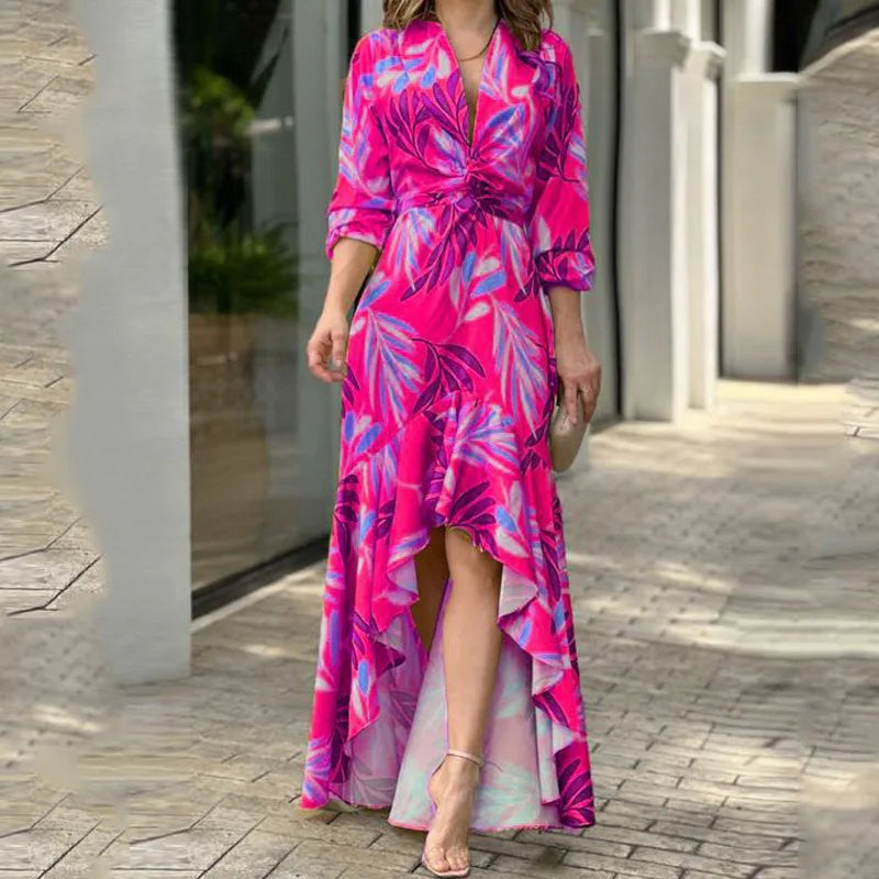 Vestido Elegante con Lazo y Abertura 