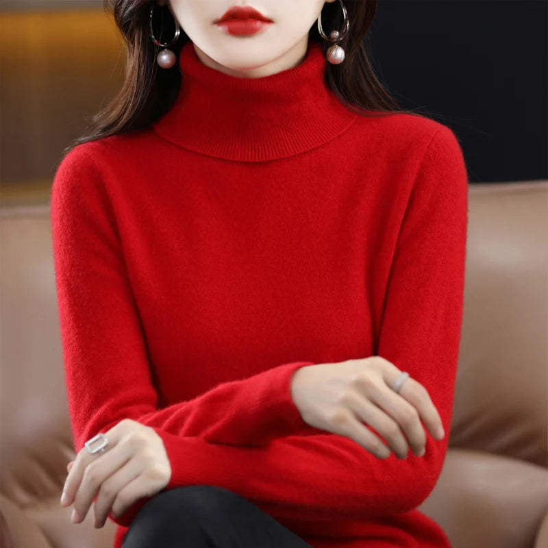 Suéter de Lana Merino 100% – Cuello Alto Elegante