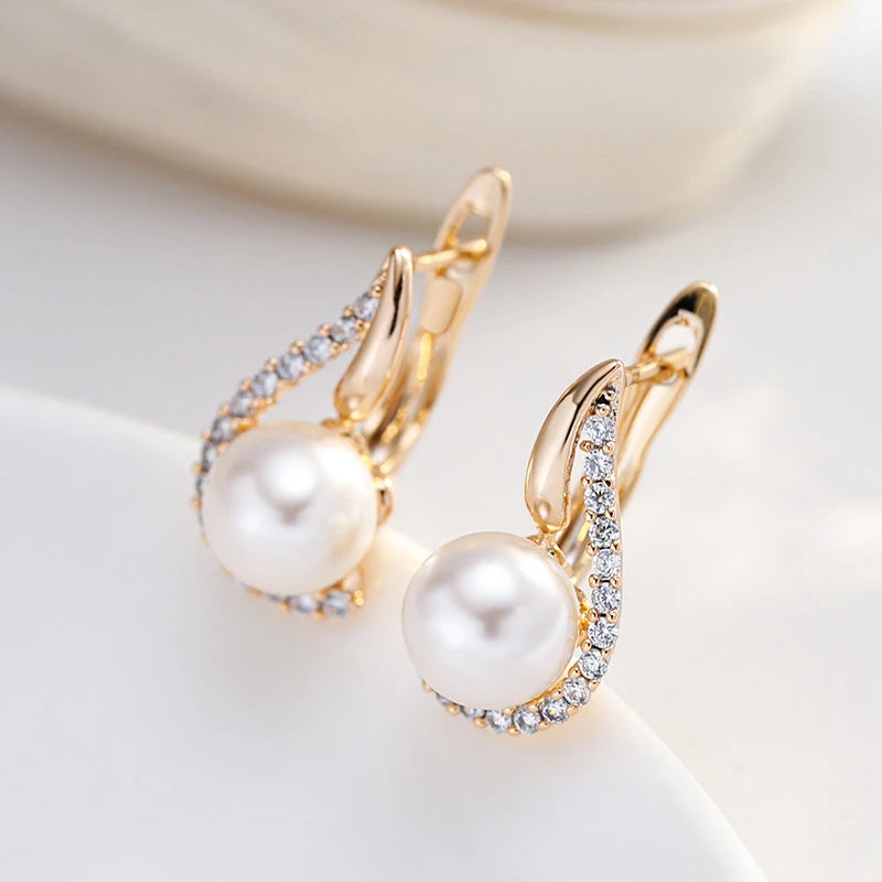 Kinel Luxury Earrings with 585 Rose Gold Plating