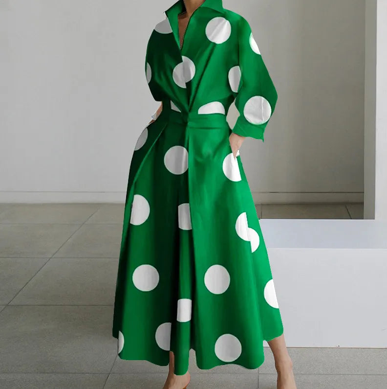 Elegant Polka Dot Maxi Dress Estilo Victoria Elegant Polka Dot Maxi Dress Estilo Victoria