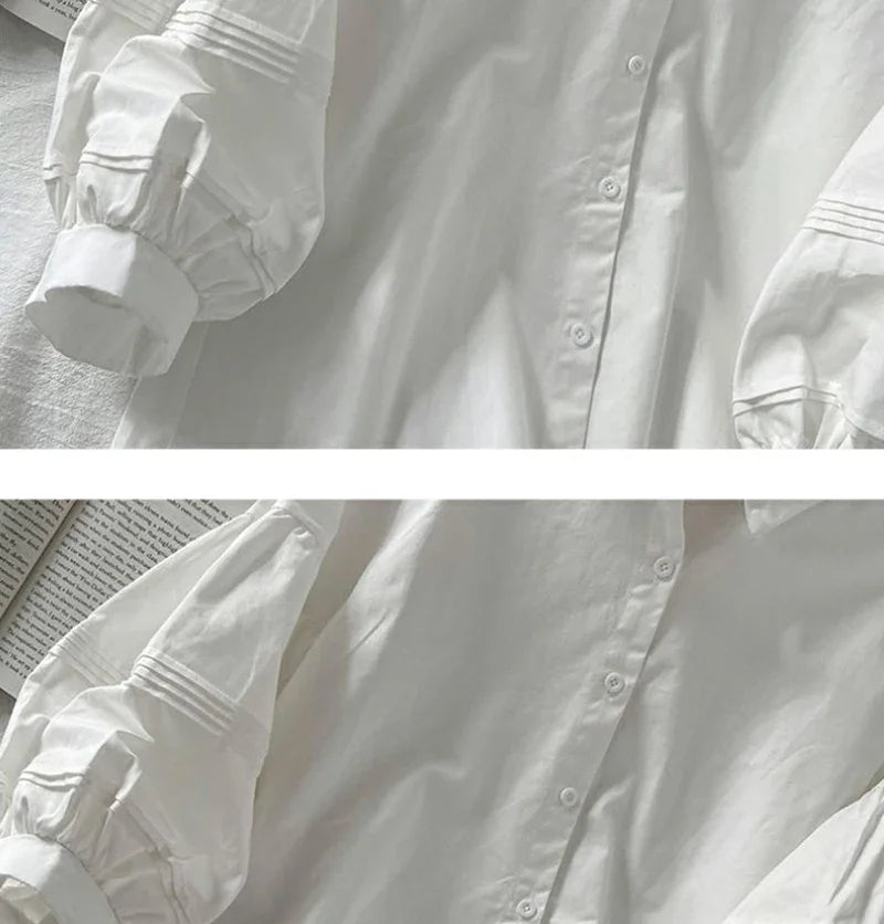 Blusa Blanca con Mangas Abullonada