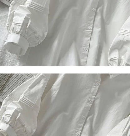 Blusa Blanca con Mangas Abullonada