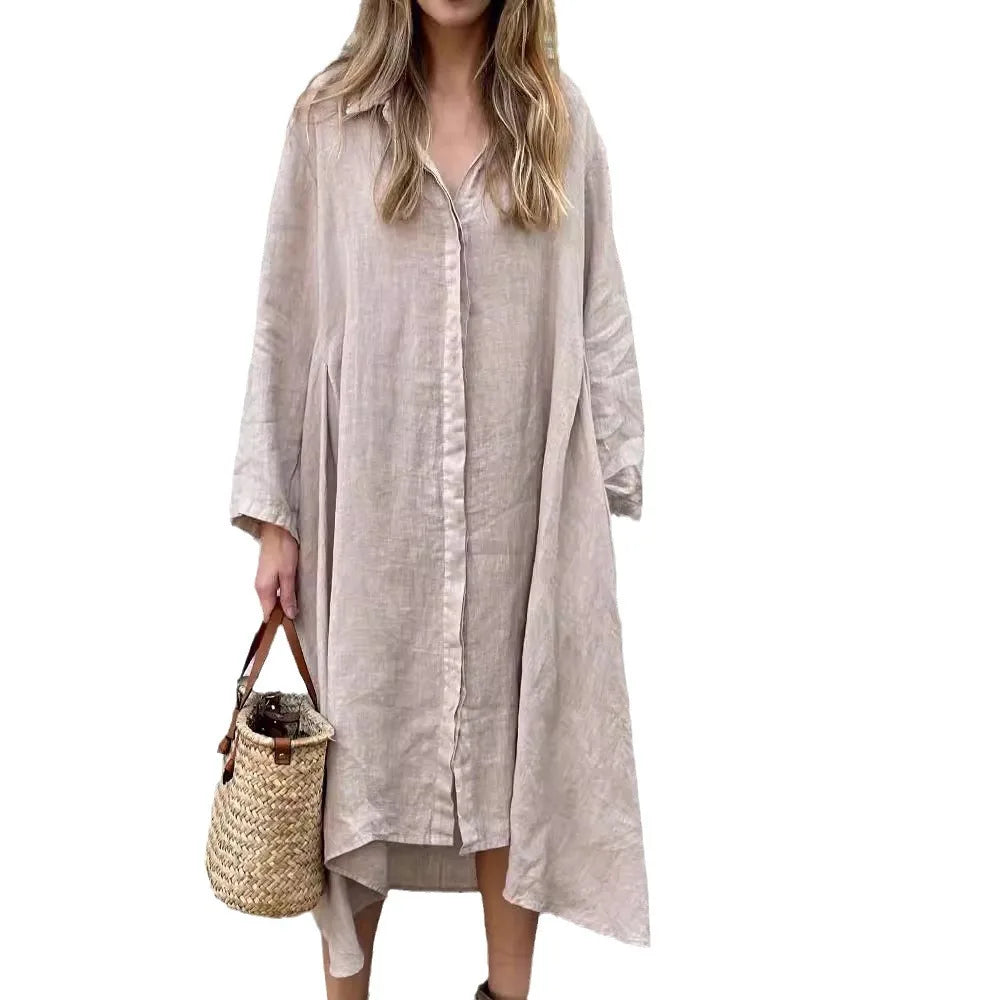 Vestido de Algodón y Lino S-XXXL