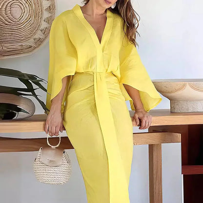 Vestido Midi con Mangas Murciélago
