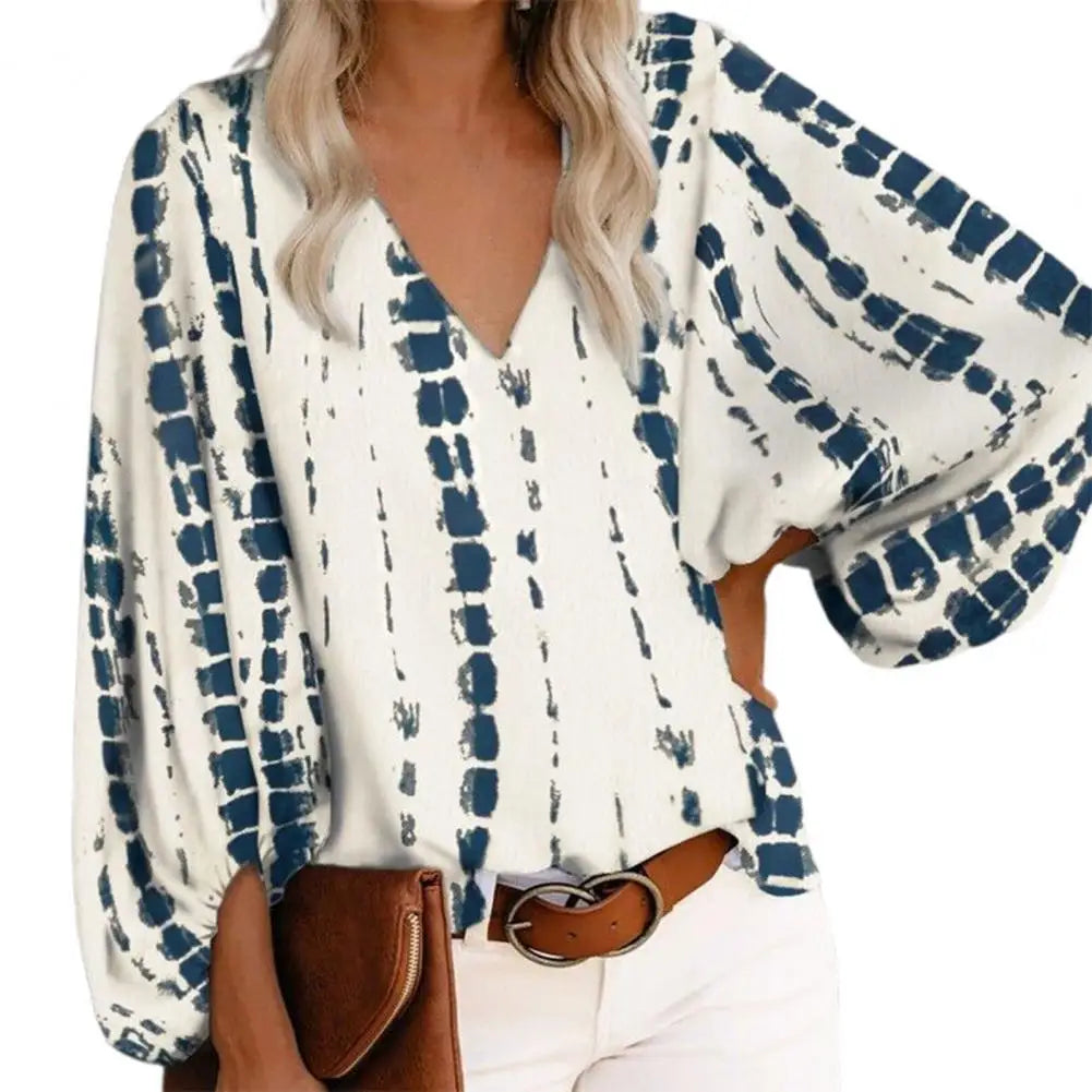 Printed V-Neck Blouse