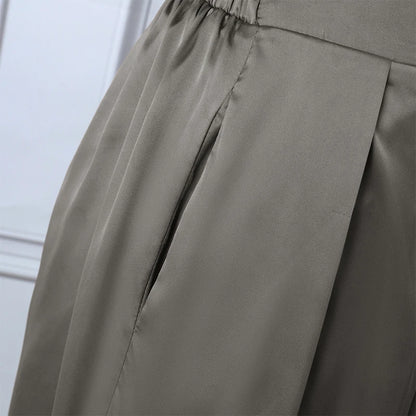 Pantalón Palazzo Satinado – Cintura Alta Elegante