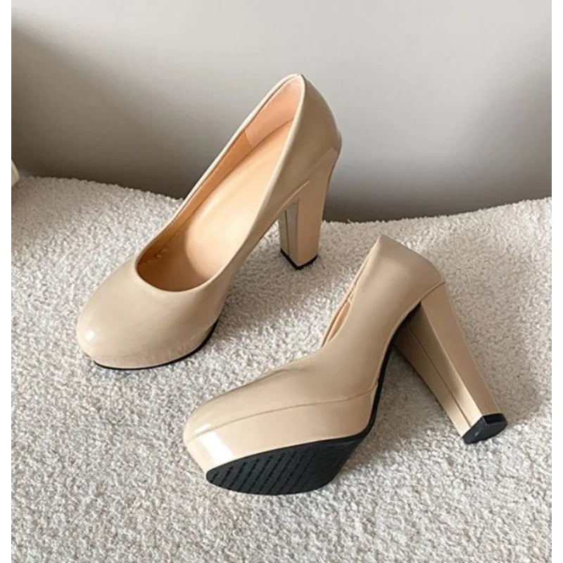 Zapatos de Tacón Alto con Punta Redonda
