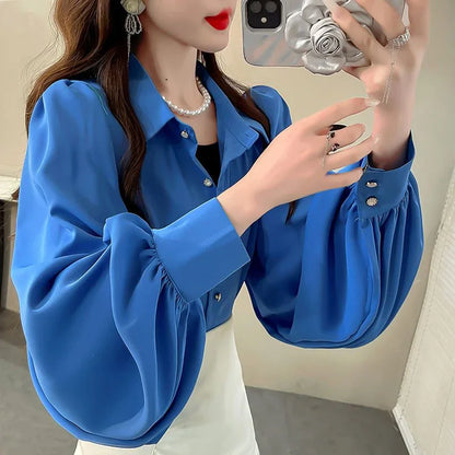 Blusa Elegante Mangas Farol