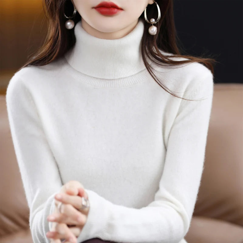 Suéter de Lana Merino 100% – Cuello Alto Elegante