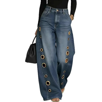 Jeans de Pierna Ancha y Cintura Alta