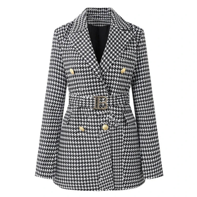 Blazer Vestido con Cinturón y Botones