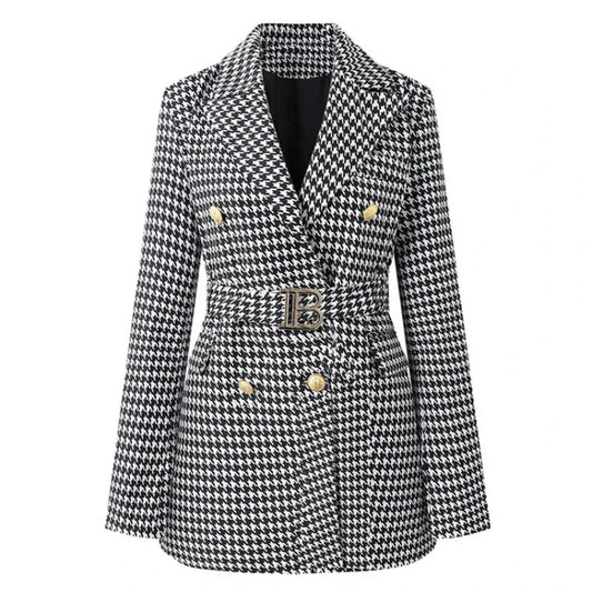 Blazer Vestido con Cinturón y Botones